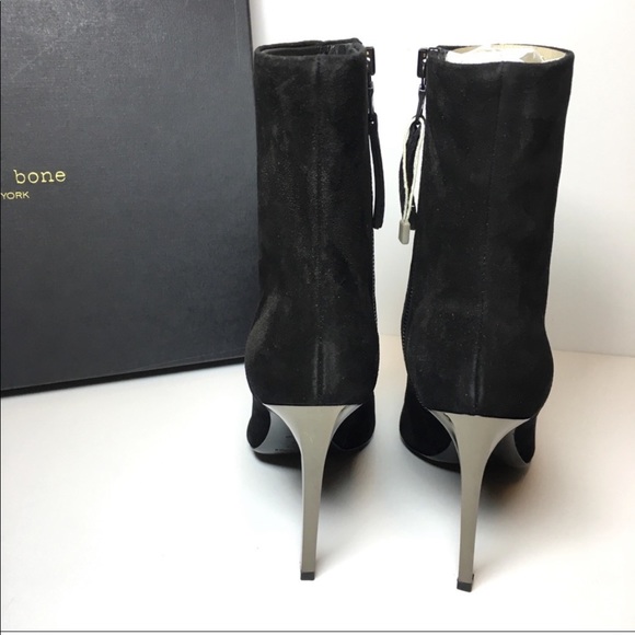 Wes Black Suede Pointed Stiletto Metal Heel Boot - Picture 4 of 4